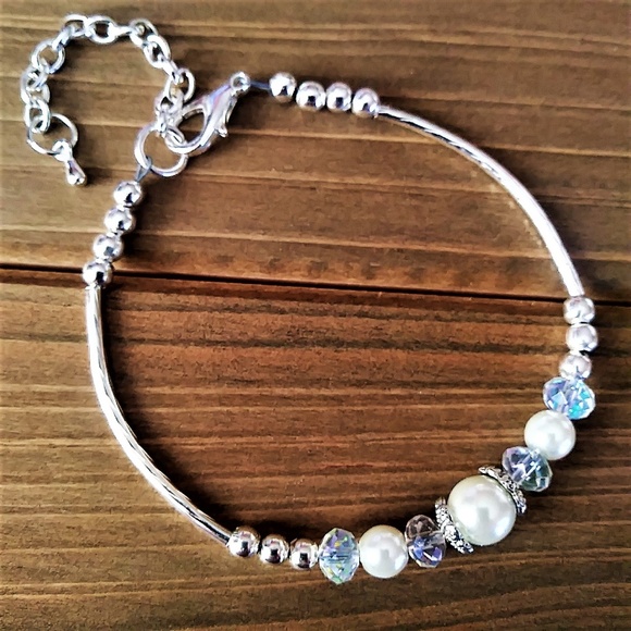 New Pearl & Crystal Bride/Wedding Bracelet - Picture 5 of 8